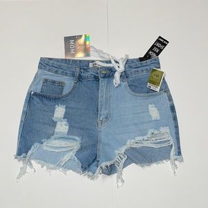 Denim distressed shorts